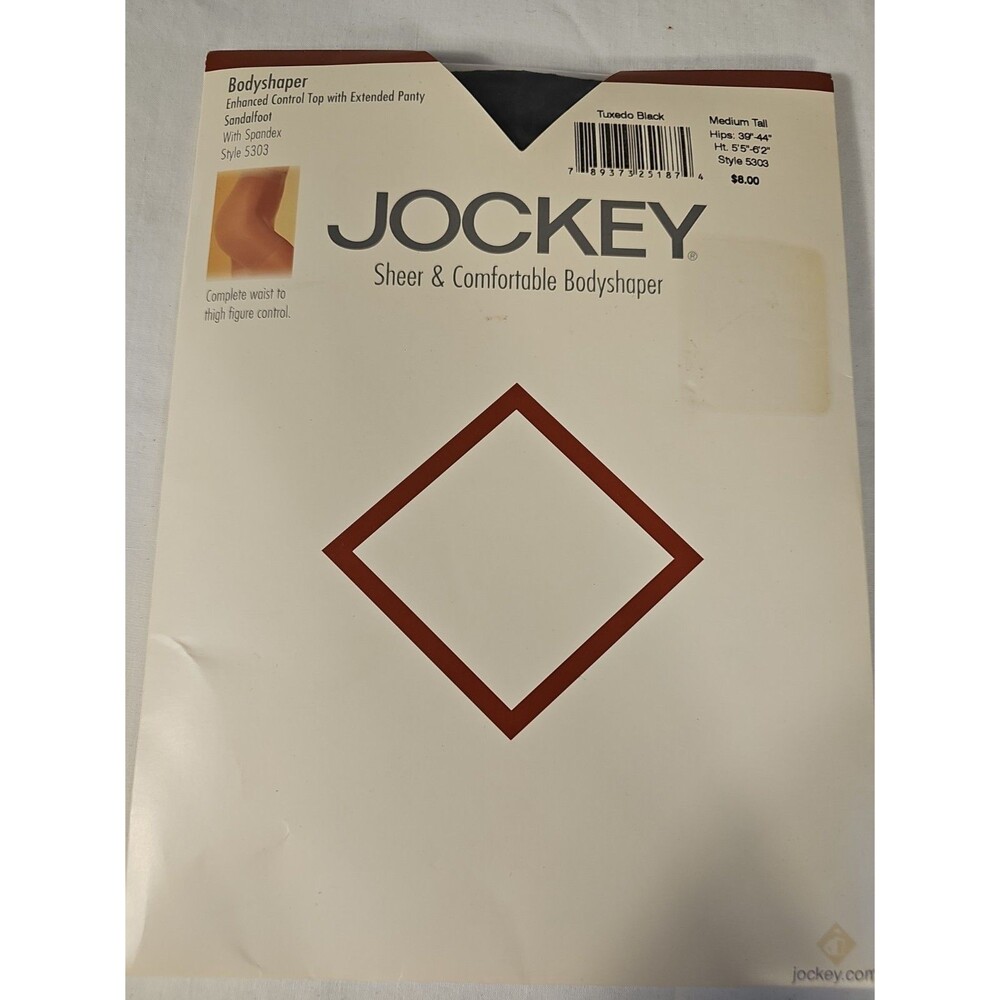 Vintage Jockey Bodyshaper Tuxedo Black Medium Tall Sandalfoot with spandex